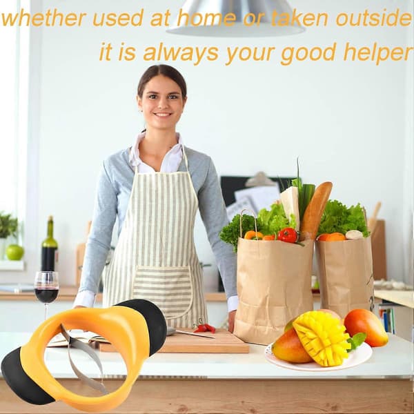 Mango Peeler, Mango Slicer, Peeler and Pitter Tool, Fruit Slicer, Fruit Cutter and Corer, Non-Slip Ergonomic Silicone Handle
