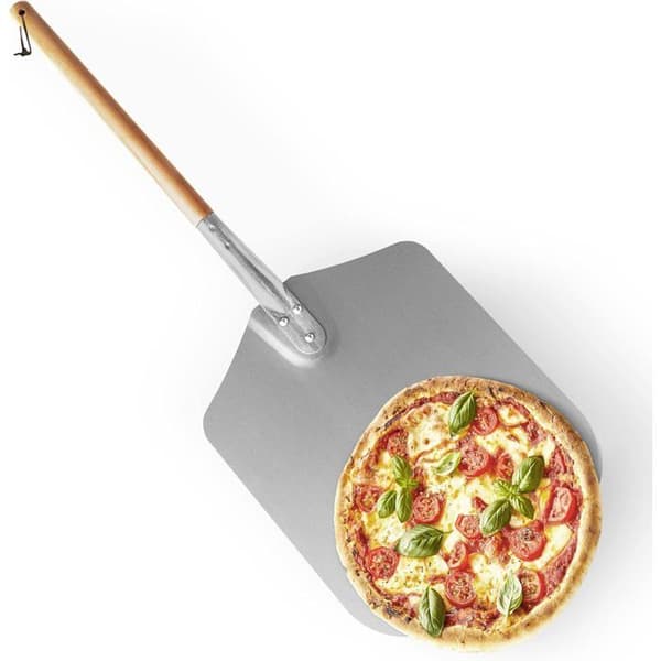 Pizzaspade, aluminium, trähandtag, professionell ugnspade, 79 x 35 cm, natur/silver