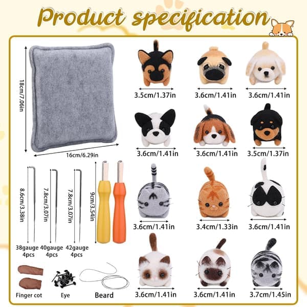 Needle Felting Kit DIY with Felting Wool Needles Tools for Beginners Craft Set [Ho]