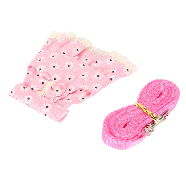 Rabbit Dress Leash Soft Adjustable Cute Small Pet Clothes with Drawstring for Ferret Guinea Pig Hamster M Pink