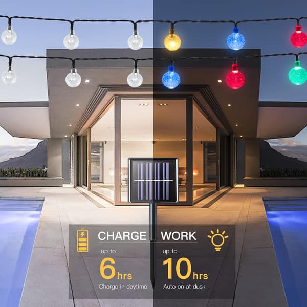 Ball String Lights, 23ft 50 LED Lights 16 Color Variations Christmas