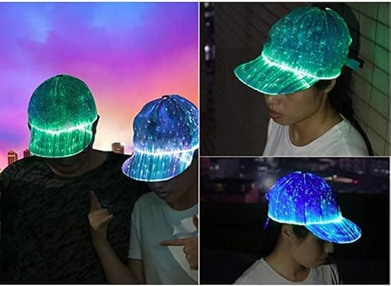 Hip Hop Light Up LED Baseballkasket Julekarneval med 7 farvelys USB Genopladelig