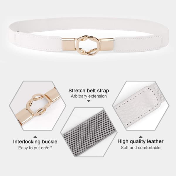 Kvinner slankt belte for kjoler Retro stretch dame midjebelte sett med 4