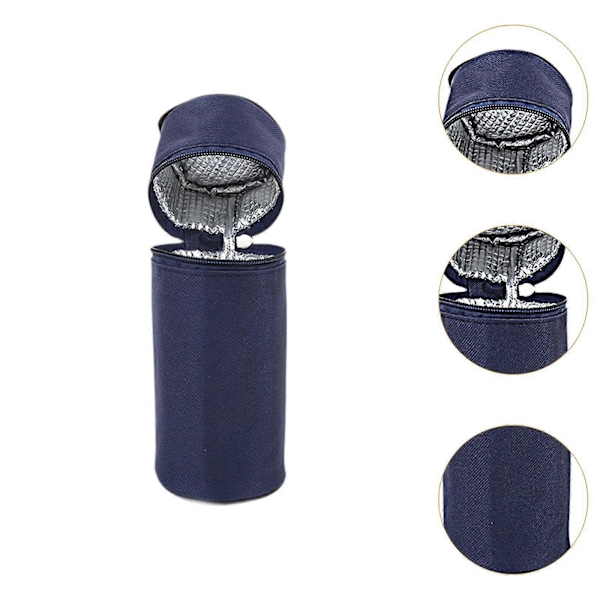 Vattenflaskväska med dragkedja, mjölkflaskväska för promenader, resor, vandring, röd, mörkblå Dark Blue 8.5cmx22cm
