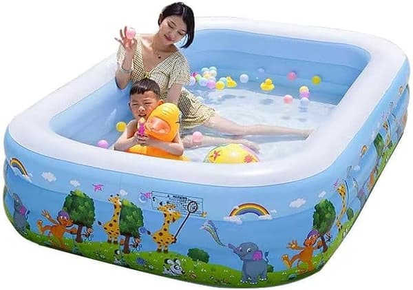 Inflatable Rectangular Pool for Kids and Adults 120cmx83cm, Above Ground Rectangular Family Pools for Outdoor Garden Use
