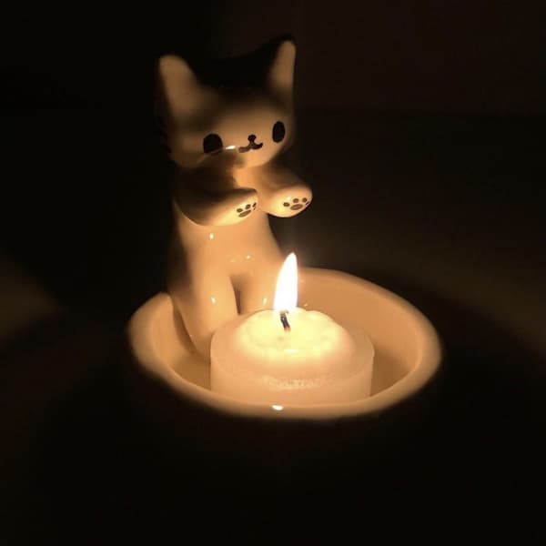 Cartoon Cats Candle Holder High Temperature Resistant Reusable Candle Shelf for Desktop Multicolour Multicolour Multicolour Multicolour