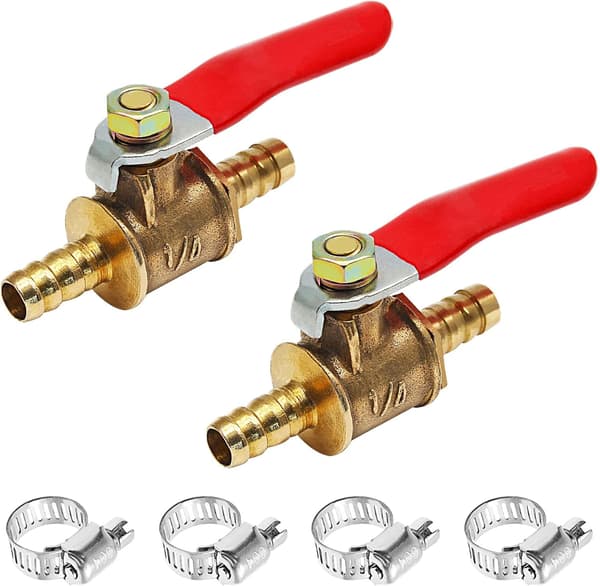 2 STK Messing Kuleventil Avstengningsbryter 2 STK 4\" 4 TOMMER 1/4" Hose ID