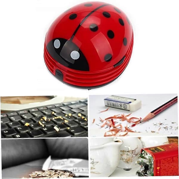 Mini Desktop Vacuum Cleaner Ladybug Design Home Office Dust Desk Collector Sweeper Table Vacuum Cleaner, Computer
