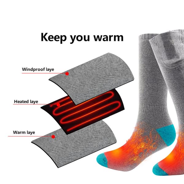Battery Heated Socks - Thermal Socks Gray+Blue M Gray+Blue M M Gray+Blue
