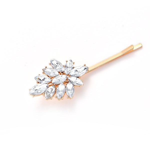 2 stycken Rhinestone Bröllopshårklämmor Brudhårsnålar Kristall Bobby Pins Silver Hårklämma Barrette Blad Blomma Bröllop El