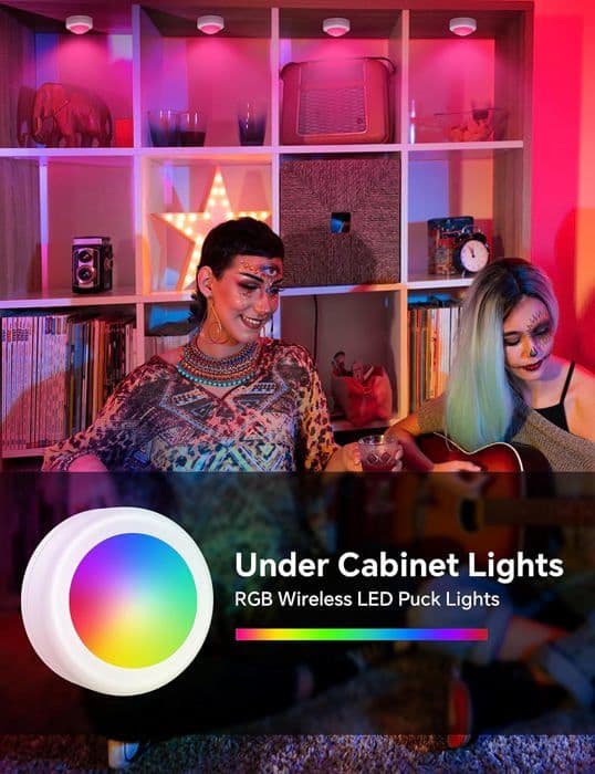 Wireless LED Closet Lights with Remote Control, Battery Operated Cabinet Lighting, 6-Pack, White