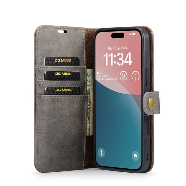 DG MING iPhone 17 2-i-1 Magnetisk Pung Etui - Grå (F2) grå grå gray grå