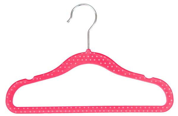 Barnklädhängare med flockning, 20-pack, rosa prickar pink pink