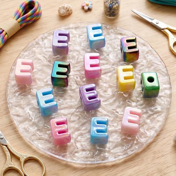 26 st E-bokstavspärlor med stora hål, tjocka bubbelalfabetspärlor Large Letter Beads E Large Letter Beads E