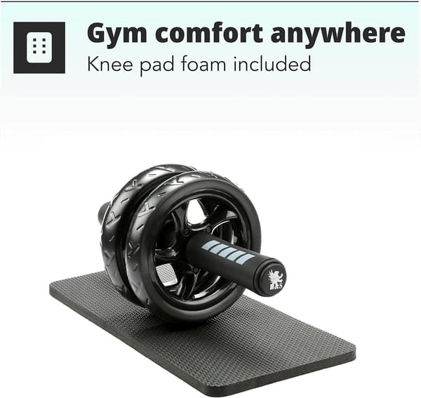 Ab Roller for Strength Training Equipment - Abdominal Wheel for Sit-Up Exercises for Home Gym with Extra Thick Knee Pad Mat - Ab Trainer with Dual Glide Wheels