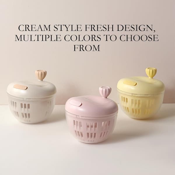 Yellow Fruit Washing Bowl with Lid & Handle, 360° Rotating Drainage Container for Berries, Vegetables & Refrigerator Storage