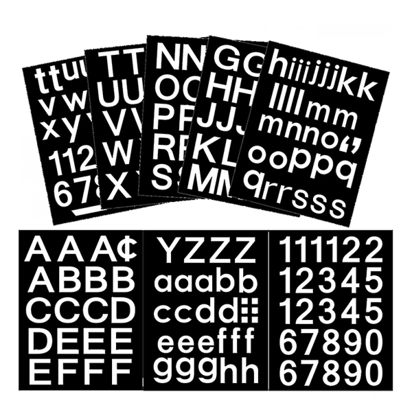 24 ark selvklebende vinylbokstaver tallsett, postboksnummerklistremerke kompatibel med postkasse,skilt,vindu