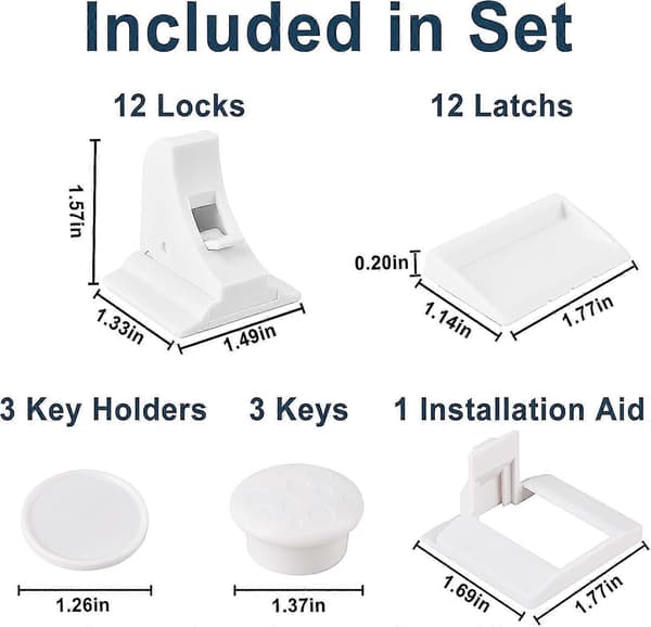 Cabinet Safety, 12 lås + 3 nycklar barnsäkerhet dörrlås för skåp