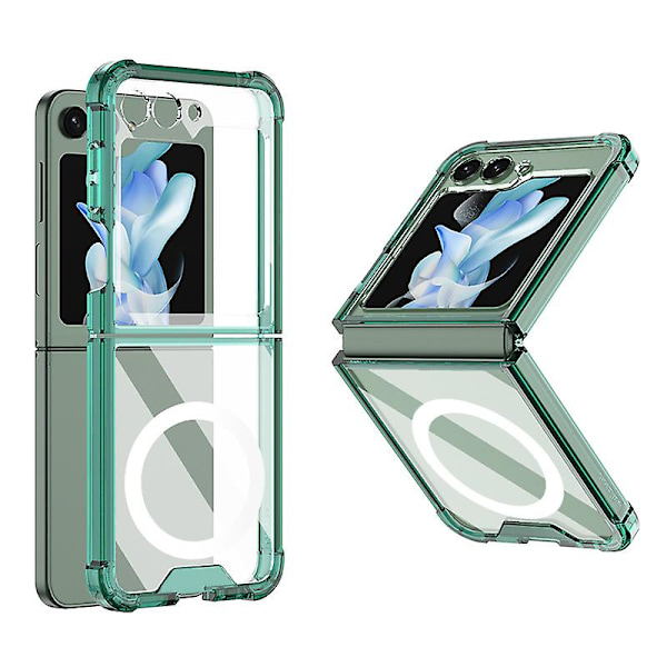 Z Flip 5 Gjennomsiktig Deksel, Magnetisk Krystallklart Støtsikkert Deksel For Samsung Galaxy Z Flip 5 Kompatibel med Magsafe Green