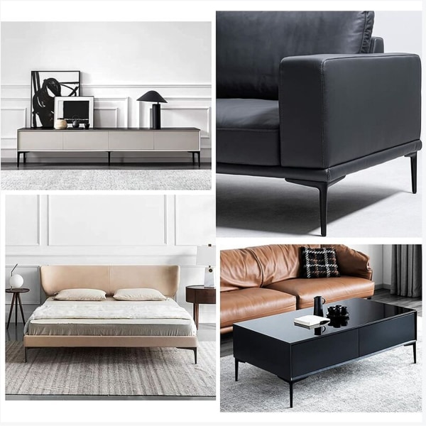 Möbelben Set med 4 svarta triangulära möbelfötter, galvaniseringspoleringsprocess, för skåp, soffa, soffbord, tv-skåp