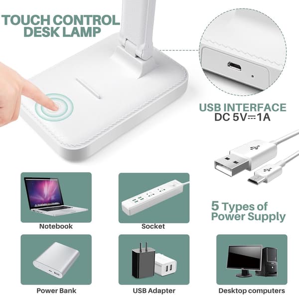 LED Reading Lamp with Touch Control - White