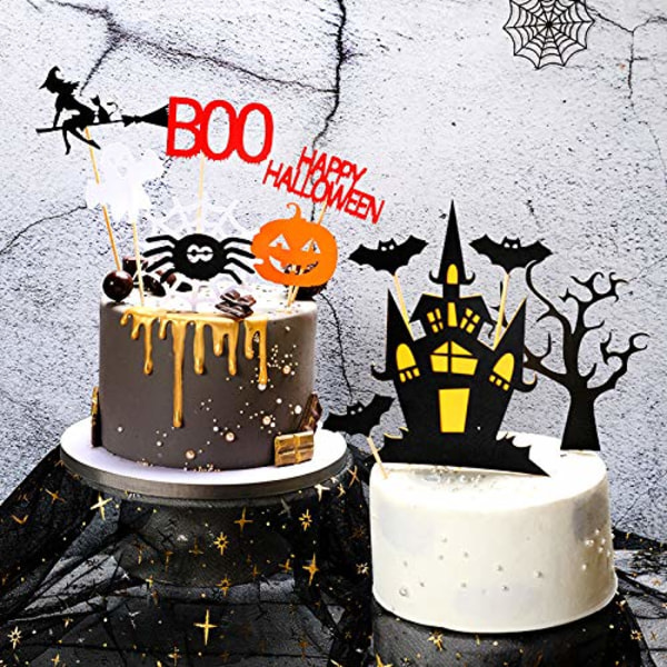 3 kpl Halloween-kupkakiinnitteitä kakkukoristeita Lepakko Kurpitsa Haamu Noita Hämähäkinverkko Halloween-juhliin