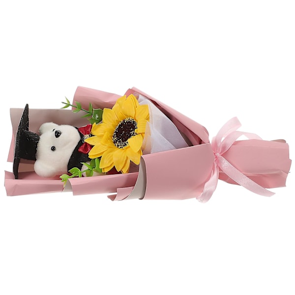 Examen Blomsterbjörn Bukett Solros Bukett Examen Blomsterdekoration Rosa 28X12X9CM Pink 28X12X9CM