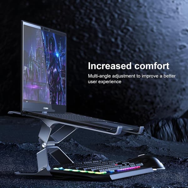 Adjustable Laptop Stand for Desk - Portable Ergonomic Riser for MacBook, Dell XPS, HP & Lenovo, Improves Posture (Grey)