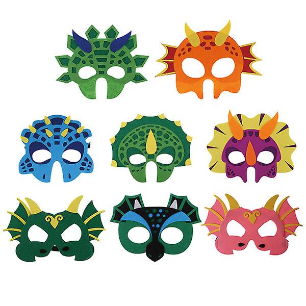 8 kpl Halloween Mask Make Party Mask Dinosaur Mask Kids Party Cosplay Eye Mask Random Color9,3X7cm Random Color 9.3X7cm