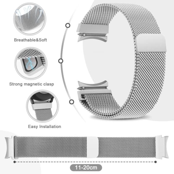 Galaxy Watch 4/5 Metallarmband 20mm Milanese Mesh Silver