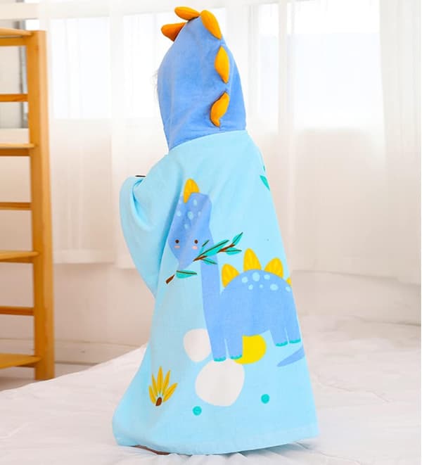Herbivor dinosaurie barn poncho handduk strandponcho djur bomull