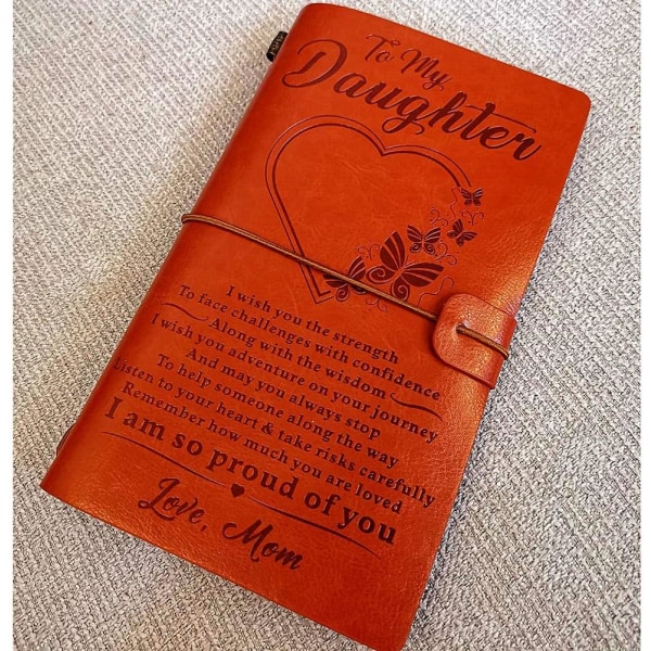 Til min datter læderjournal fra mor-Husk hvor meget du er elsket- 60 siders rejsedagbog (mor til datter)