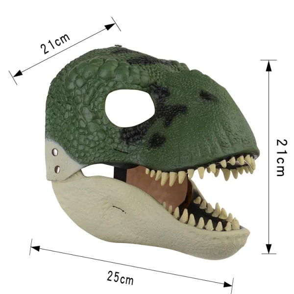 grön Dino Mask Moving Jaw Decor-Tyrannosaurus Rex Mask，Movable Dragon,Cosplay Mask Party Födelsedag Halloween...