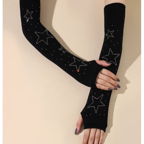 Arm Warmers Knitted Fingerless Warm Gloves With Thumb Hole Arm Cuff Compatible W