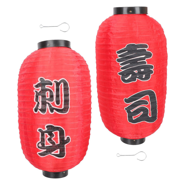 2 stk Koreansk Ramen Asia Sushi Lanterne Foldbare hængende lanterner Lampe Traditionelle japanske lanterner R Red 45x25cm