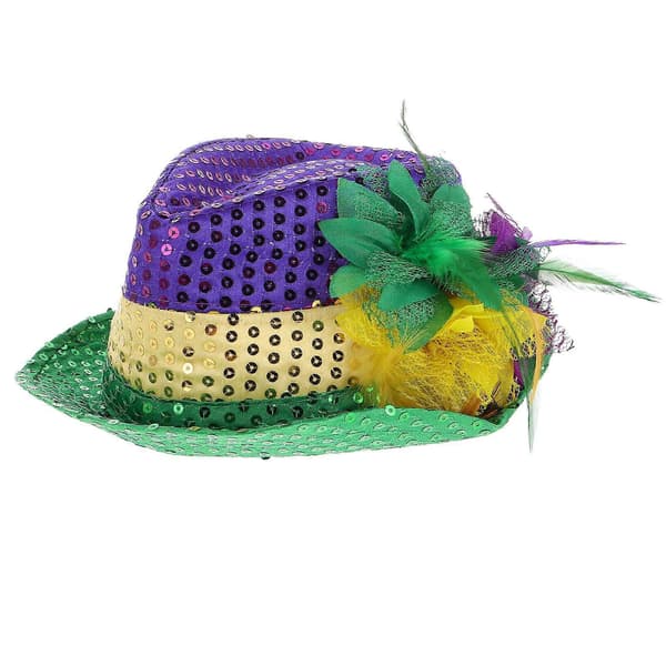 Mardi Gras Paljetthatt Lett stoff for karneval 1 stk blandet farge