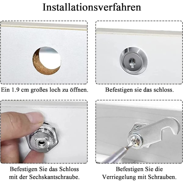 16 mm mailbox lock with 4 keys - Supplied with 5 different lock plates, lever lock for mailboxes