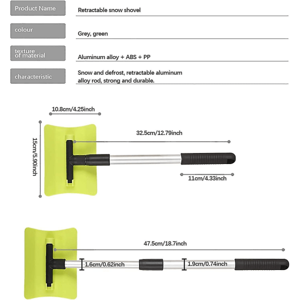 Alumiiniseos Teleskooppinen Lumikola Jääkauha Auton Lumen Ja Jään Poistamiseen, Auton Tai Kuorma-Auton Tuulilasi, Ikkunan Jää, Jään Tai Lumen Poistaminen Ja Naarmujen Välttäminen
