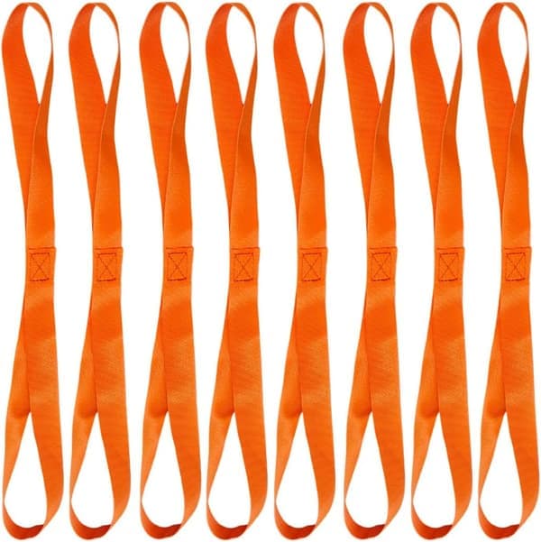 8-piece set - Tie-down straps - Double loop straps - For motorcycles, ATVs, UTVs, bicycles - Orange (Ho)