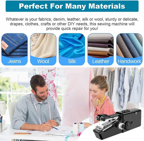 Mini Sewing Machine, Portable, Suitable for Beginners and Adults, Fast Stitch, Ideal for Home and Travel, Includes Sewing Accessories.