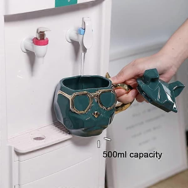 3D Cool Dog Ceramic Mug Ceramic Coffee Mug Drink Mug Coffee Cup Drink Cup with Lid 3D Animal Mug Gift Mug