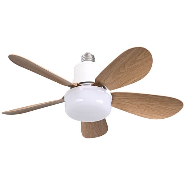 E27 Loftventilatorlampe, Trækorn 5-bladet Ventilatorlampe, Stille LED Loftventilatorlampe til Soveværelse og Stue 40W Hvid