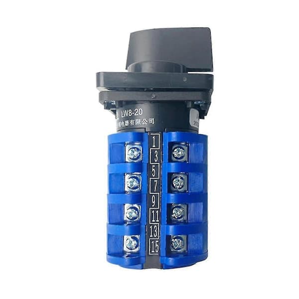Rotary Switch On-Off-On 3 Positions 4 Phases 20A 500V Dual Speed Motor Switch Small Flat Changeover Cam Switch LW8-20 jy [DB]