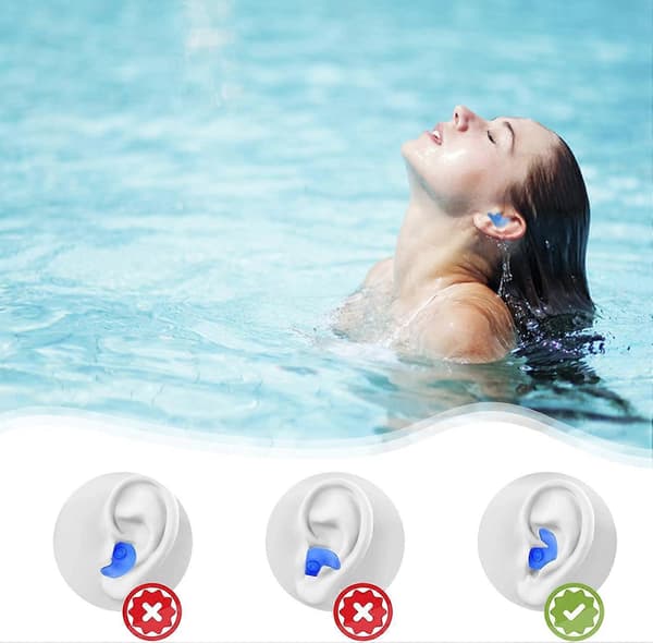 3 Par Simöronproppar för Vuxna, Mjuka Återanvändbara Simöronproppar, Öronproppar för Simning, Dusch, Surfing, Snorkling, Vattentäta