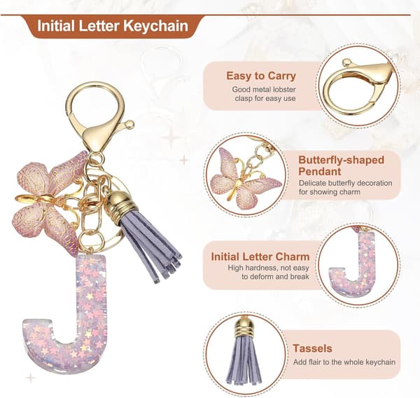 Nyckelring med initialbokstav lila color_name Purple