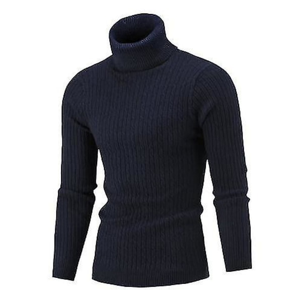 Herrar Turtle Neck Polo Tröja PulloverLNavy L Navy