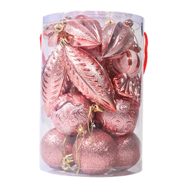 brudsikker plast juletræ juletræ dekoration hængende ornament bolde ferie festival dekoration Pink Gold 21PCS
