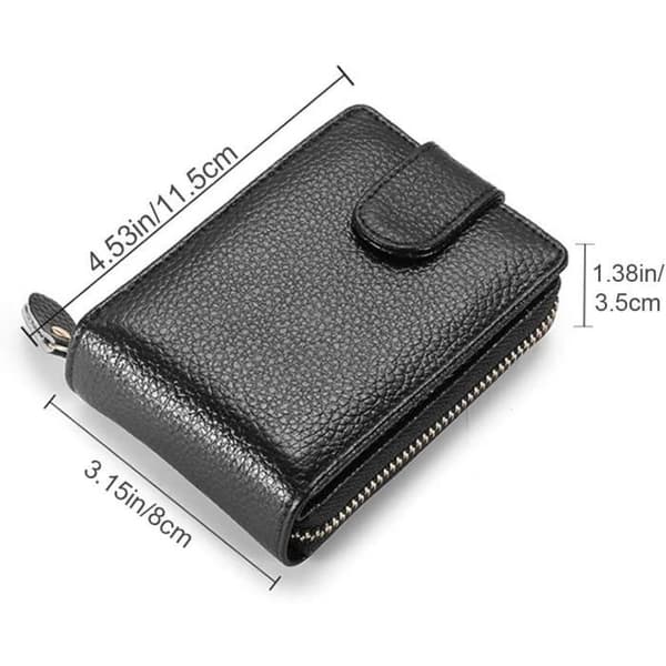 Kreditkortholder - ZGEER - Ægte Læder - Sort - RFID - 12x8x4cm