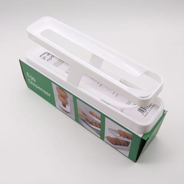 Eggbeholder for kjøleskap, eggdispenser, eggoppbevaring, eggoppbevaring for 12-14 egg, doble lag, organizer for kjøkken Hvit