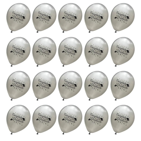 100 st 12 tum Grattis Examen Ballong Trencher Examen Ballong Latex Ballong Dekoration (silver)S Silver 12inch